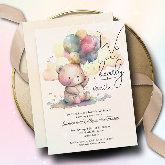 Bearly Wait Gender Neutral Baby Shower Invitation (Creator Uploaded)