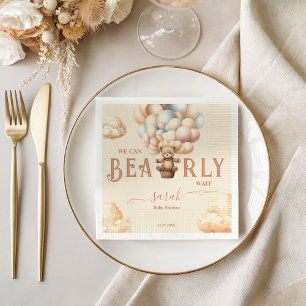 Bearly Wait Gender Neutral Teddy Bear Balloons Napkin