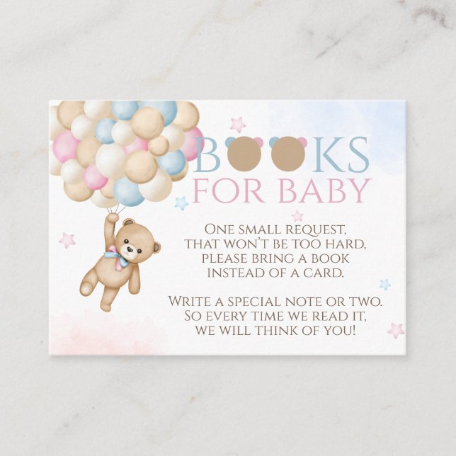 Bearly Wait Gender Reveal Bear Baby Shower Book Enclosure Card (Front)