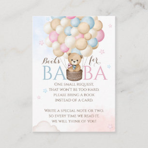 Bearly Wait Gender Reveal Bear Baby Shower Book Enclosure Card