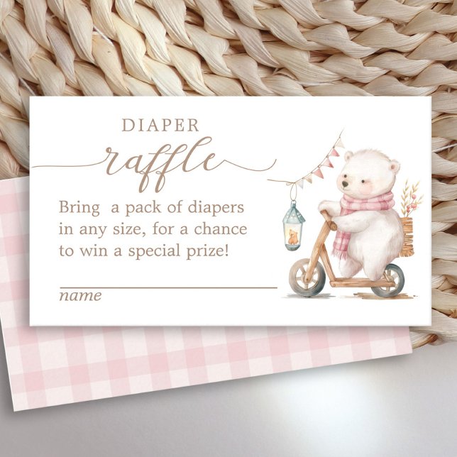 Bearly Wait Girl Baby Shower Diaper Raffle Enclosure Card (Creator Uploaded)
