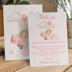 Bearly Wait Girl Baby Shower Thank You Card