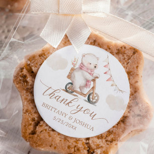 Bearly Wait Girl Baby Shower Thank You Classic Round Sticker