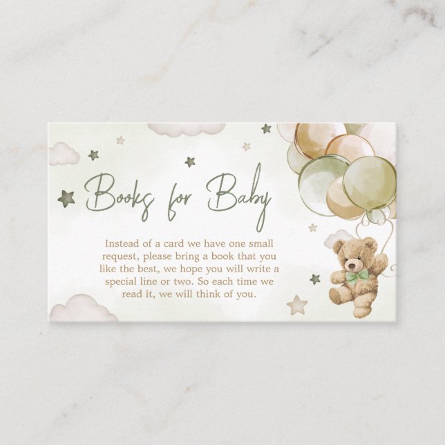 Bearly Wait Green Balloon Books for Baby Enclosure Card (Front)