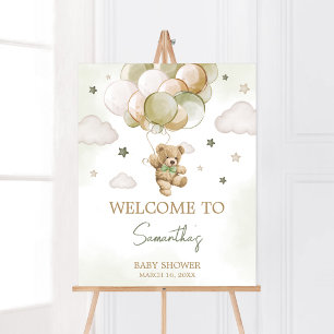 Bearly Wait Green Balloon Welcome Poster
