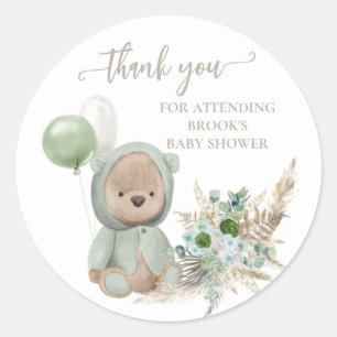 Bearly Wait Green Boho Bear Favour Classic Round Sticker