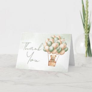Bearly Wait Green Hot Air Balloon  Thank You Card