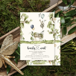 Bearly Wait Heart Watercolor Baby Shower Invitation