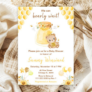 Bearly Wait Honey Bear Baby Shower Invitation
