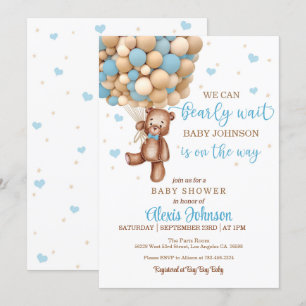 Bearly Wait Hot Air Balloon Baby Shower (Boy)   Invitation