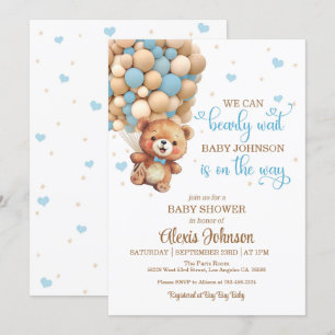 Bearly Wait Hot Air Balloon Baby Shower (Boy)   Invitation