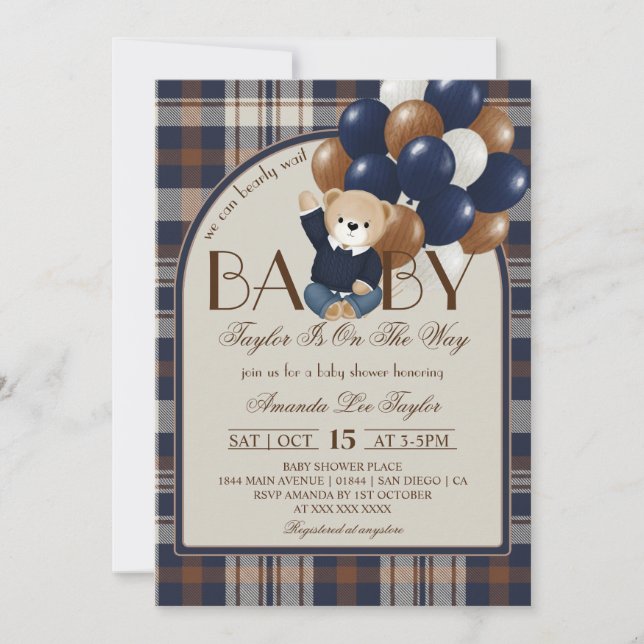 Bearly Wait Luxury Vintage Baby Shower Invitation (Front)