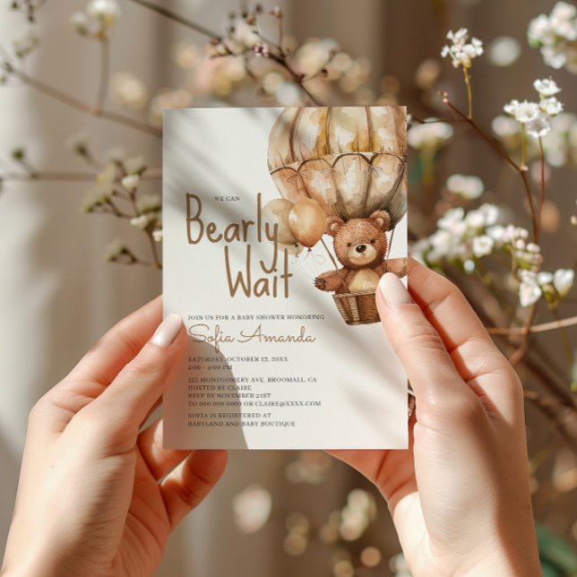 Bearly Wait Neutral Baby Animals Baby Shower Invitation (Creator Uploaded)