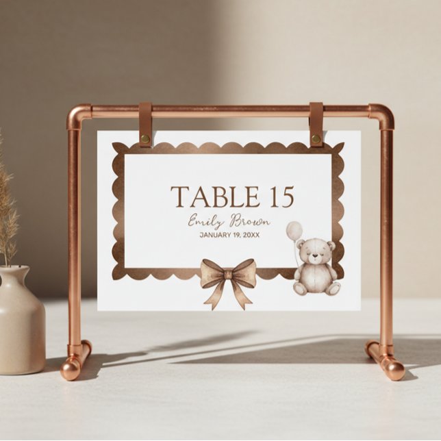 Bearly Wait Neutral Teddy Baby Shower Table Number (Creator Uploaded)