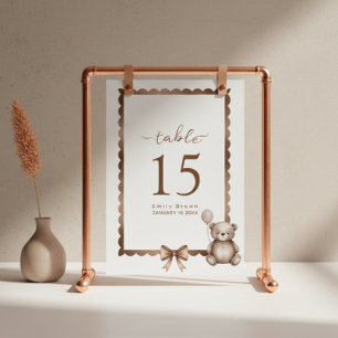 Bearly Wait Neutral Teddy Baby Shower Table Number