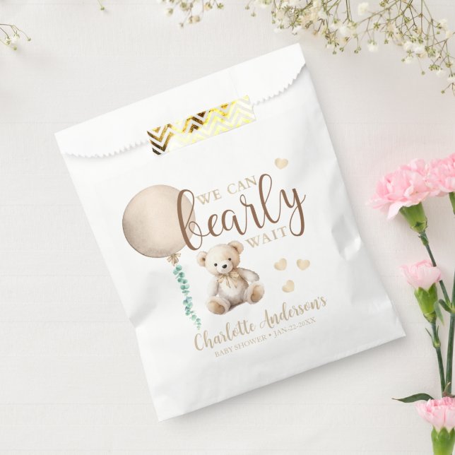 Bearly Wait Neutral Teddy Bear Baby Shower Favour  Bags (Sealed)