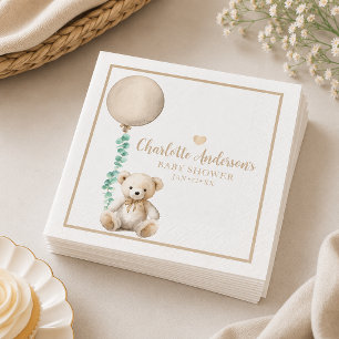 Bearly Wait Neutral Teddy Bear Baby Shower Napkins