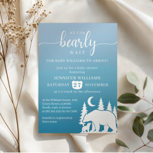 Bearly Wait Night Forest Baby Shower Invitation