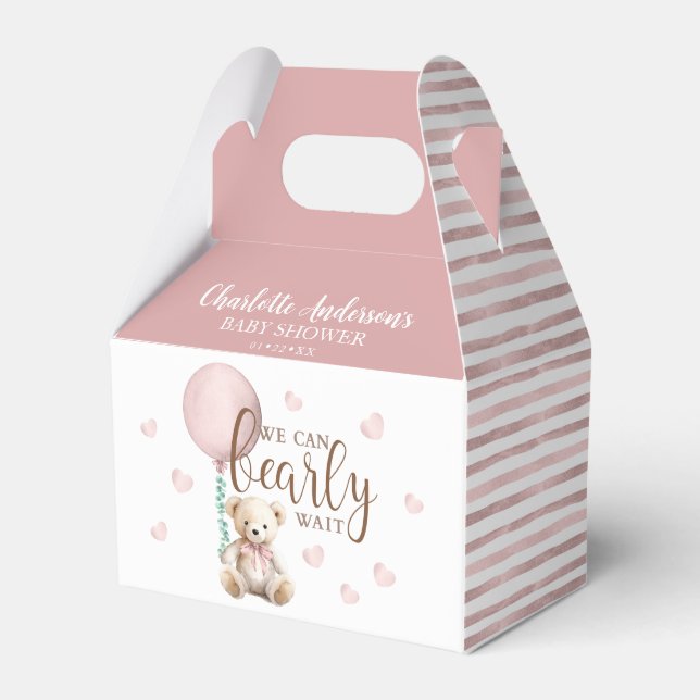 Bearly Wait Pink Baby Shower Favour Box (Front Side)