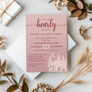 Bearly Wait Pink Forest Baby Shower Invitation