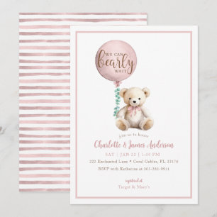 Bearly Wait Pink Teddy Bear Baby Shower Invite