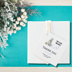 Bearly Wait Polar Bear Blue Boy Winter Baby Shower Favour Tags