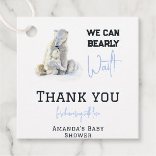 Bearly Wait Polar Bear Blue Boy Winter Baby Shower Favour Tags