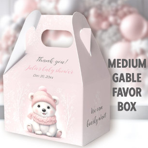 Bearly Wait Polar Bear Pink Baby Shower Medium Favour Box