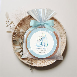 Bearly Wait Polar Mama Bear Cub Baby Boy Shower Classic Round Sticker