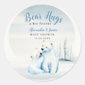 Bearly Wait Polar Mummy Bear Cub Baby Boy Shower Classic Round Sticker (Front)