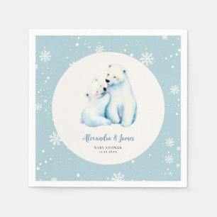 Bearly Wait Polar Mummy Bear Cub Baby Boy Shower Napkin