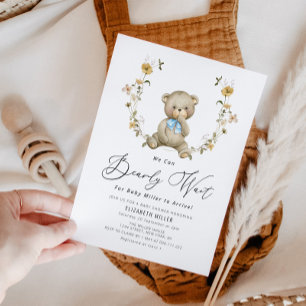 bearly wait rustic floral baby shower invitation