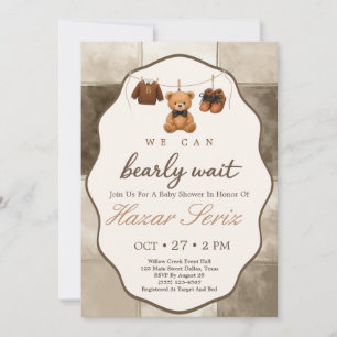 Bearly Wait Teddy Bear Baby Shower Invitation