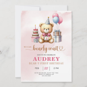 Bearly Wait Teddy Bear Birthday Invitation