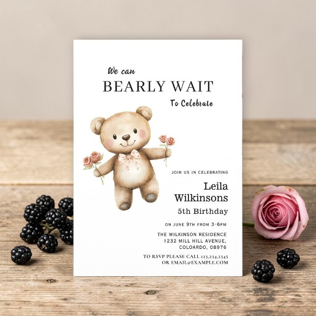 Bearly Wait Teddy Bear Birthday Invitation (Creator Uploaded)