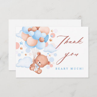 Bearly Wait Teddy Bear Blue Baby Shower Thank You