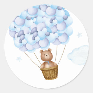 Bearly Wait Teddy Bear Blue Boy Baby Shower Favour Classic Round Sticker