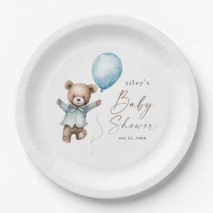 Bearly Wait Teddy Bear Boys Baby Shower Paper Plate