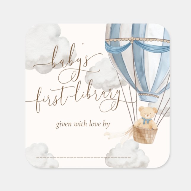 Bearly Wait Teddy Bear First Library Bookplate Square Sticker (Creator Uploaded)