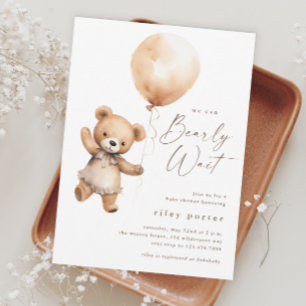 Bearly Wait Teddy Bear Gender Neutral Baby Shower Invitation