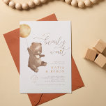 Bearly Wait Teddy Bear Gender Neutral Baby Shower Invitation<br><div class="desc">We can bearly wait! This teddy bear baby shower invitation features a sweet, hand-painted watercolor bear cub holding a gold balloon. Whimsical script flourishes and elegant typography complement the design. The text features "bearly wait" in chic script lettering. There is a little gold heart dotting the "i" in "wait". The...</div>