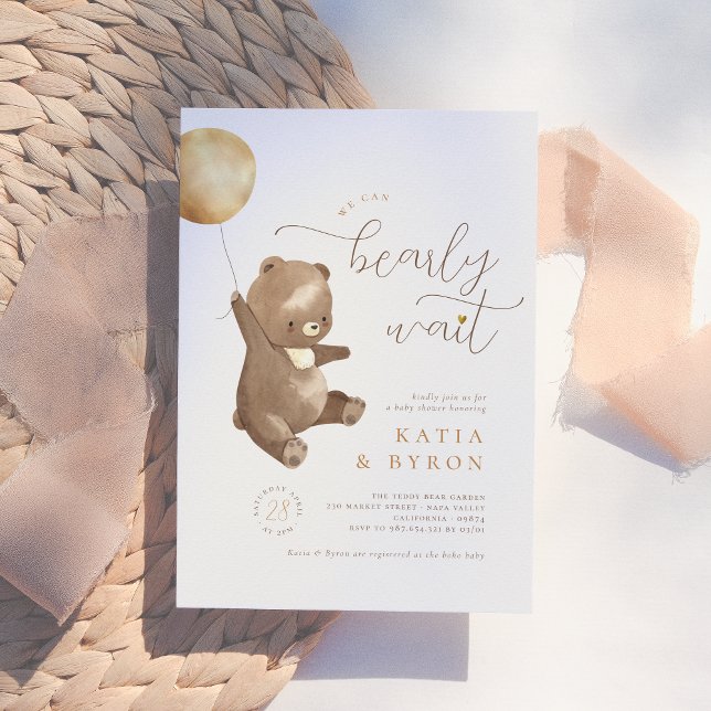 Bearly Wait Teddy Bear Gender Neutral Baby Shower Invitation (Creator Uploaded)