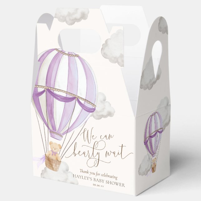 Bearly Wait Teddy Bear Hot Air Balloon Baby Shower Favour Box (Opened)