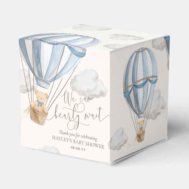 Bearly Wait Teddy Bear Hot Air Balloon Baby Shower Favour Box (Back Side)