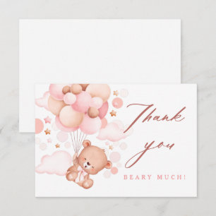 Bearly Wait Teddy Bear Pink Baby Shower Thank You Card