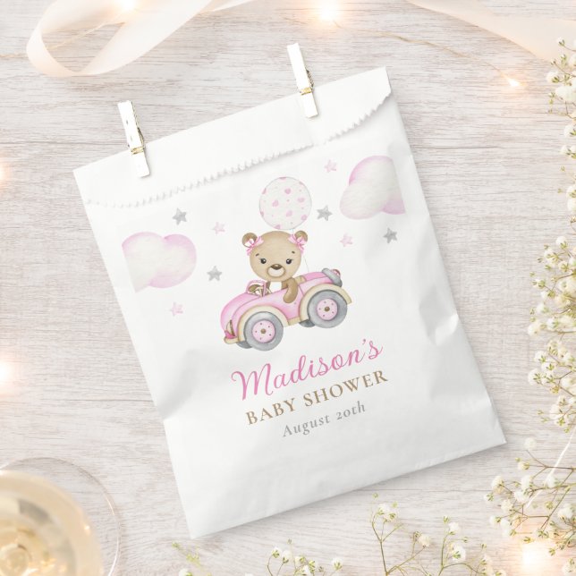 Bearly Wait Teddy Bear Pink Girl Baby Shower Favour Bags (Clipped)