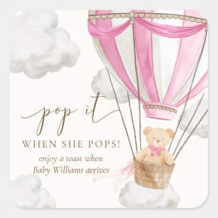 Bearly Wait Teddy Bear Pink Pop It When She Pops Square Sticker