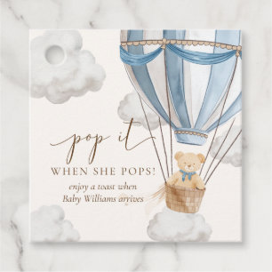 Bearly Wait Teddy Bear Pop It When She Pops Favour Tags