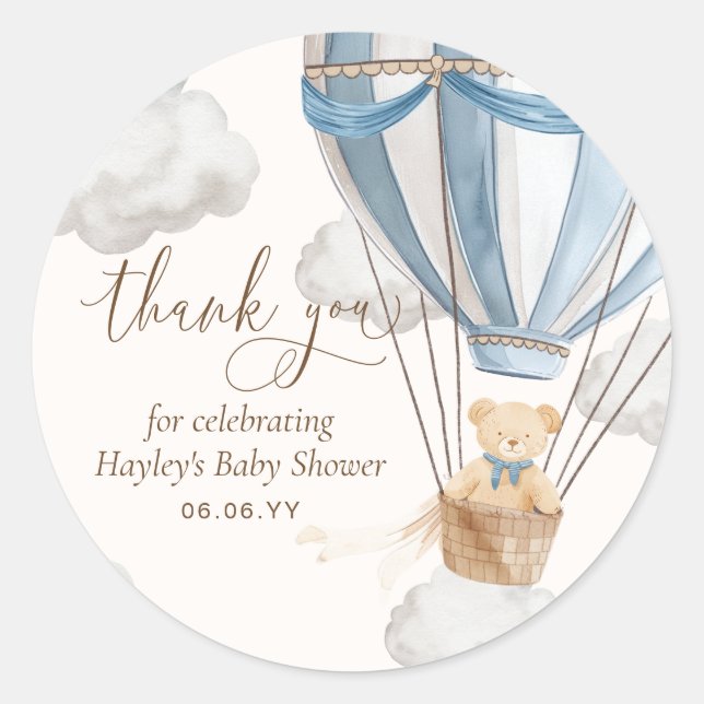 Bearly Wait Teddy Bear Thank You Baby Shower Classic Round Sticker (Front)