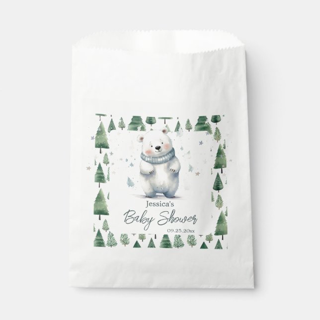 Bearly Wait Teddy Bear Winter Baby Shower  Favour Bags (Front)